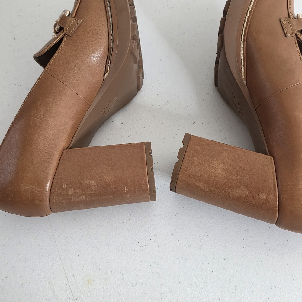 Naturalizer Callie-Moc Leather Loafers Size 8 High Heel Lug Sole Slip-on Shoes - Picture 10 of 16